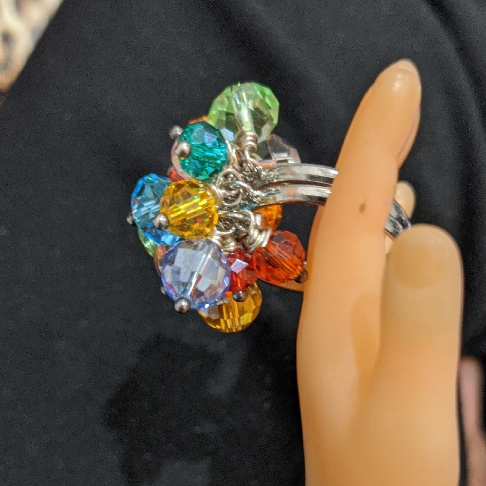 Multicolored Beaded Statement Ring - image 3